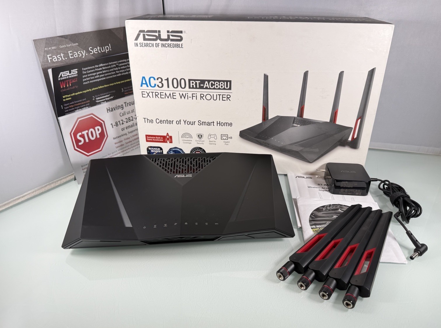 Asus AC3100 RT-AC88U Dual-Band Extreme Wi-Fi Gaming 8x Gigabit Port Router - NEW