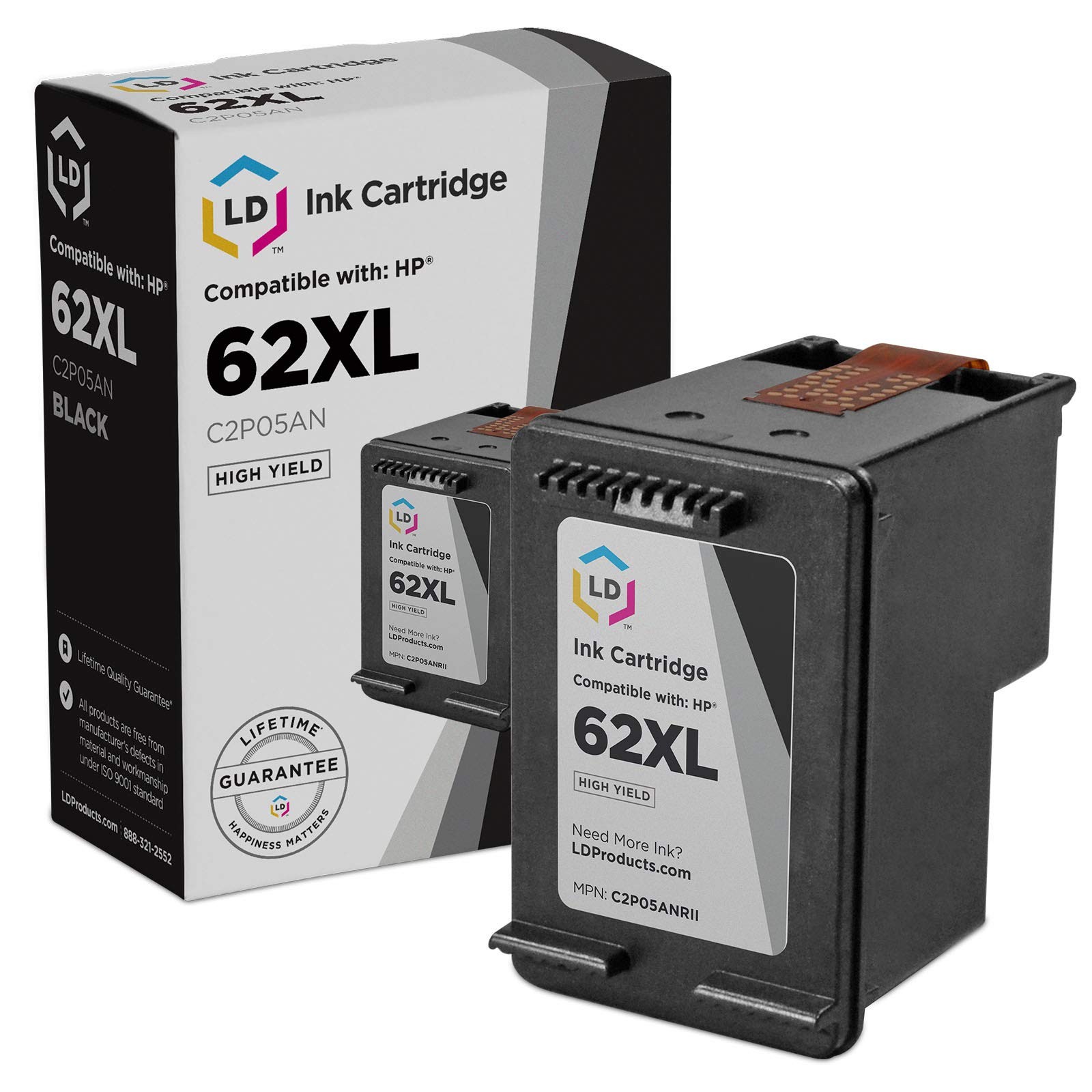 Replacement Ink Replacement for HP 62XL C2P05AN HY (Blk)