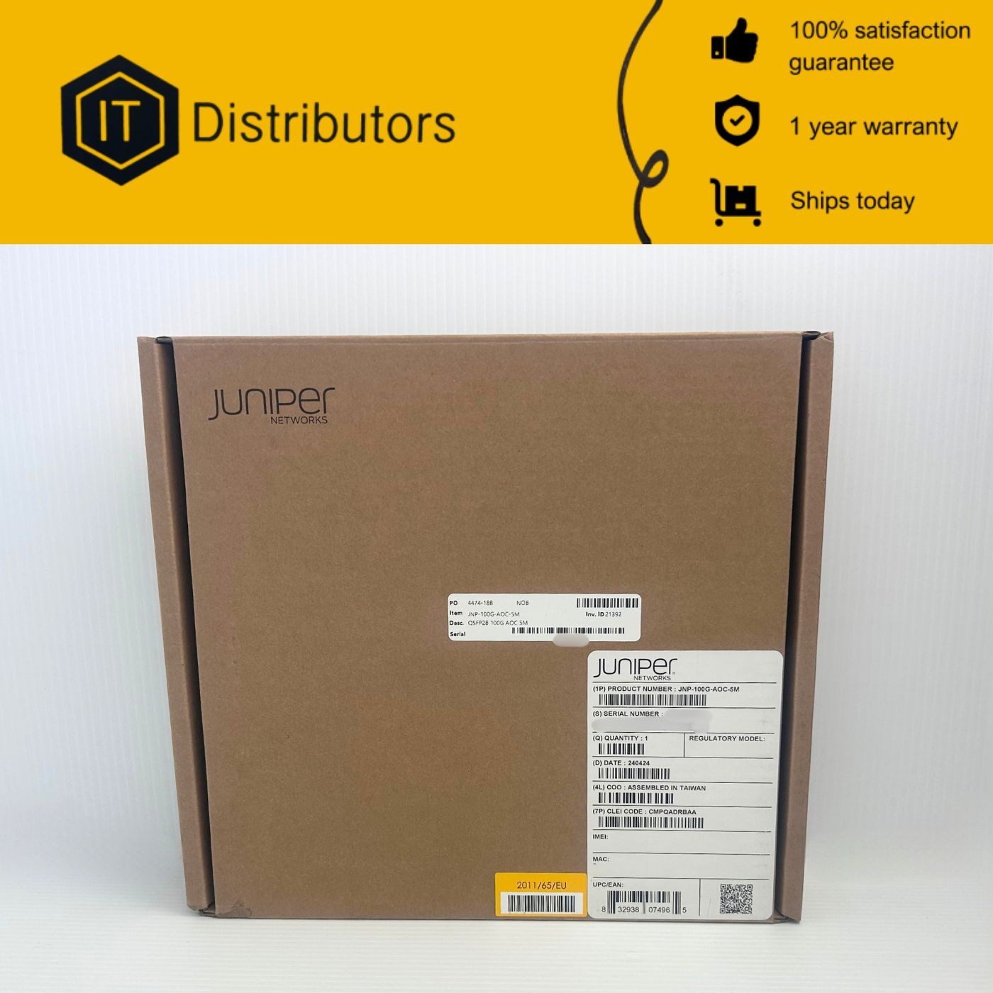 Juniper JNP-100G-AOC-5M  / 1 Year Warranty / Ships Today