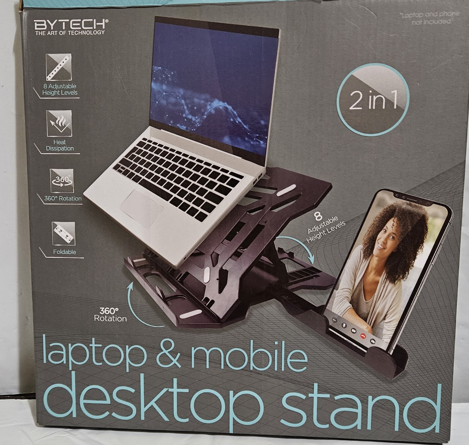 ByTech Laptop & Mobile Desktop Stand 360 Rotation 2 in 1 New