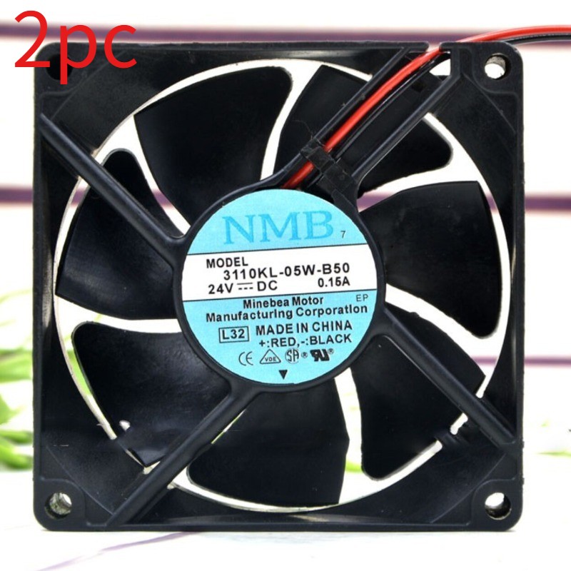 2pc NMB 3110KL-05W-B50 24V 0.15A 8CM 8025 inverter industrial cooling fan