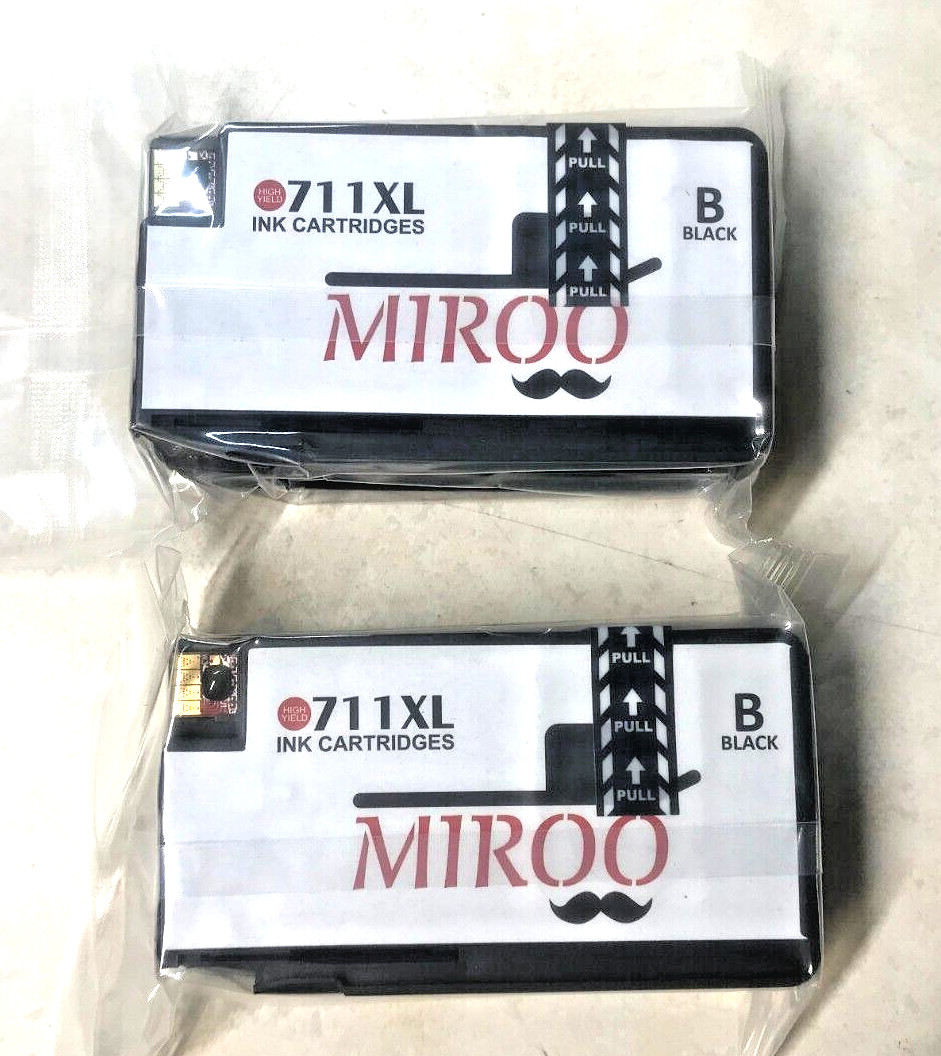 Lot of 2 High Yeid 711XL Black Ink Cartridges fits HP DesignJet T120 T520