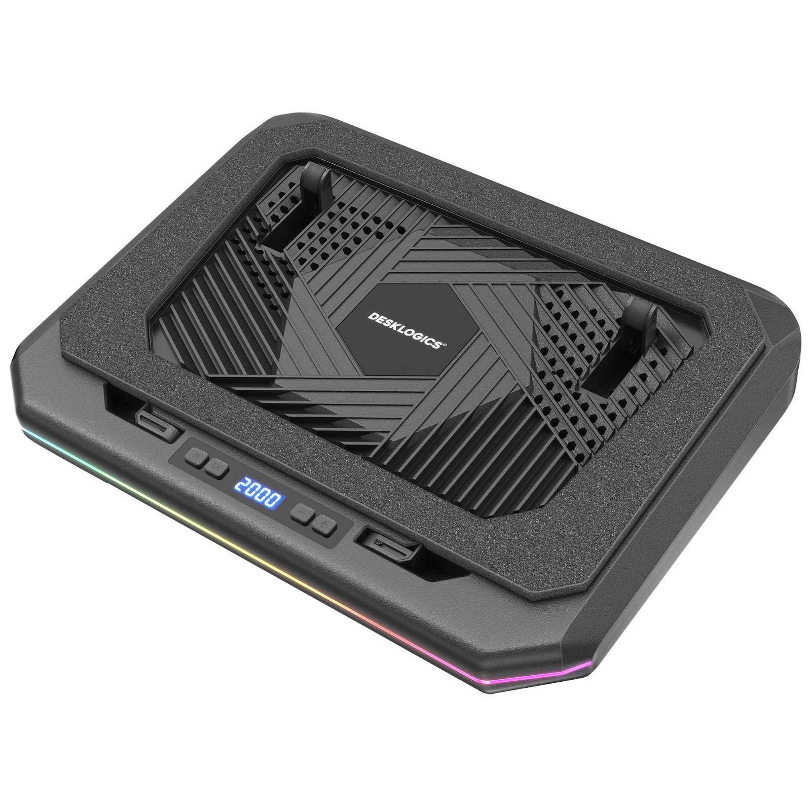 Adjustable Laptop Cooling Pad with RGB Light, Quiet Turbo Fan for 12-19" Laptops