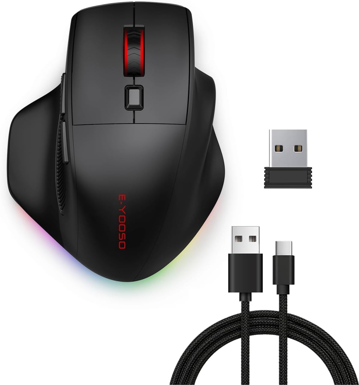 E-YOOSO X54 Rechargeable Ergonomic Wireless/Bluetooth/Wired Mouse,T8-3