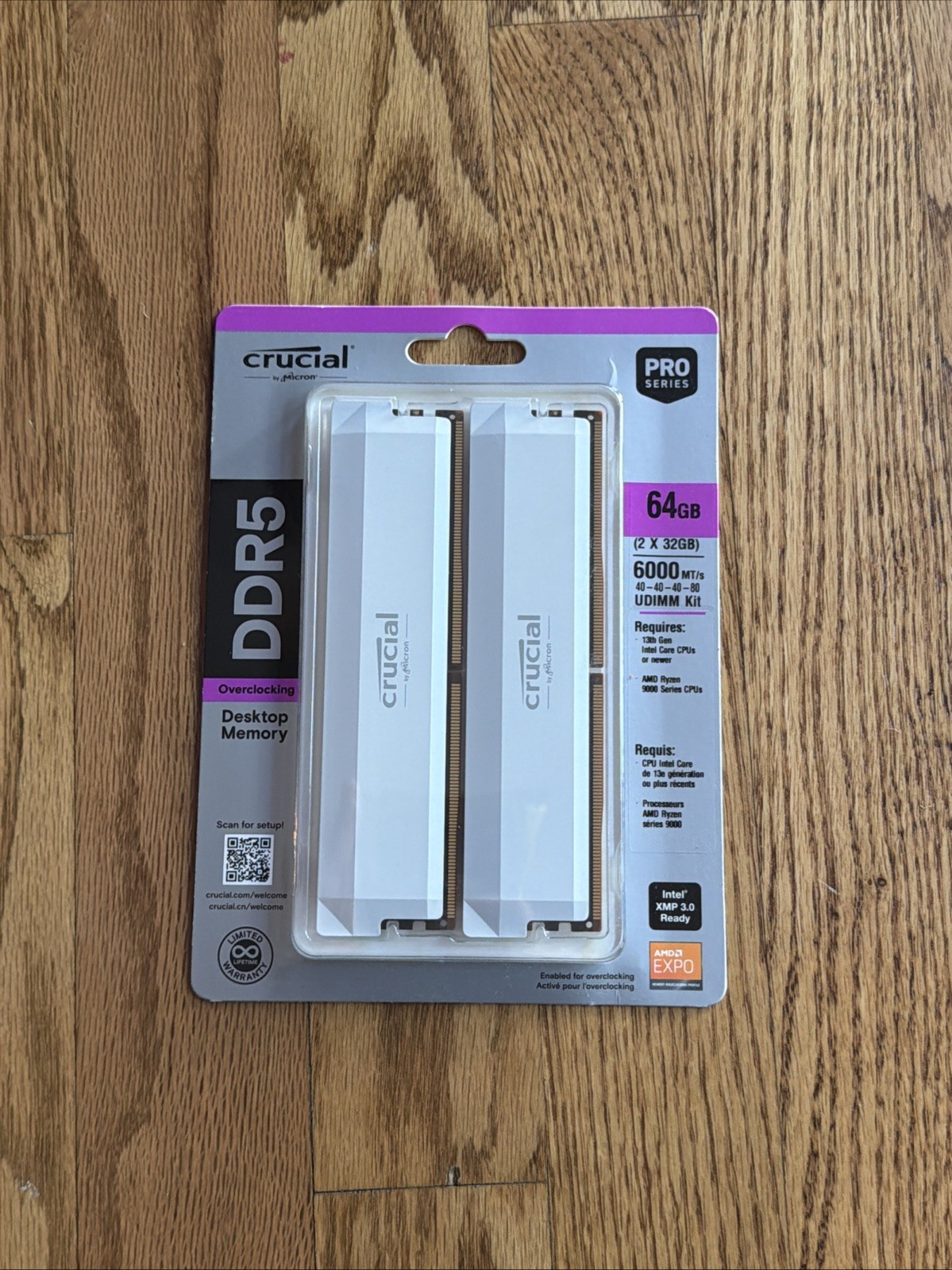 Crucial Pro DDR5 64GB 2x32GB 6000MT/s CL40 Desktop RAM Kit CP2K32G60C40U5W