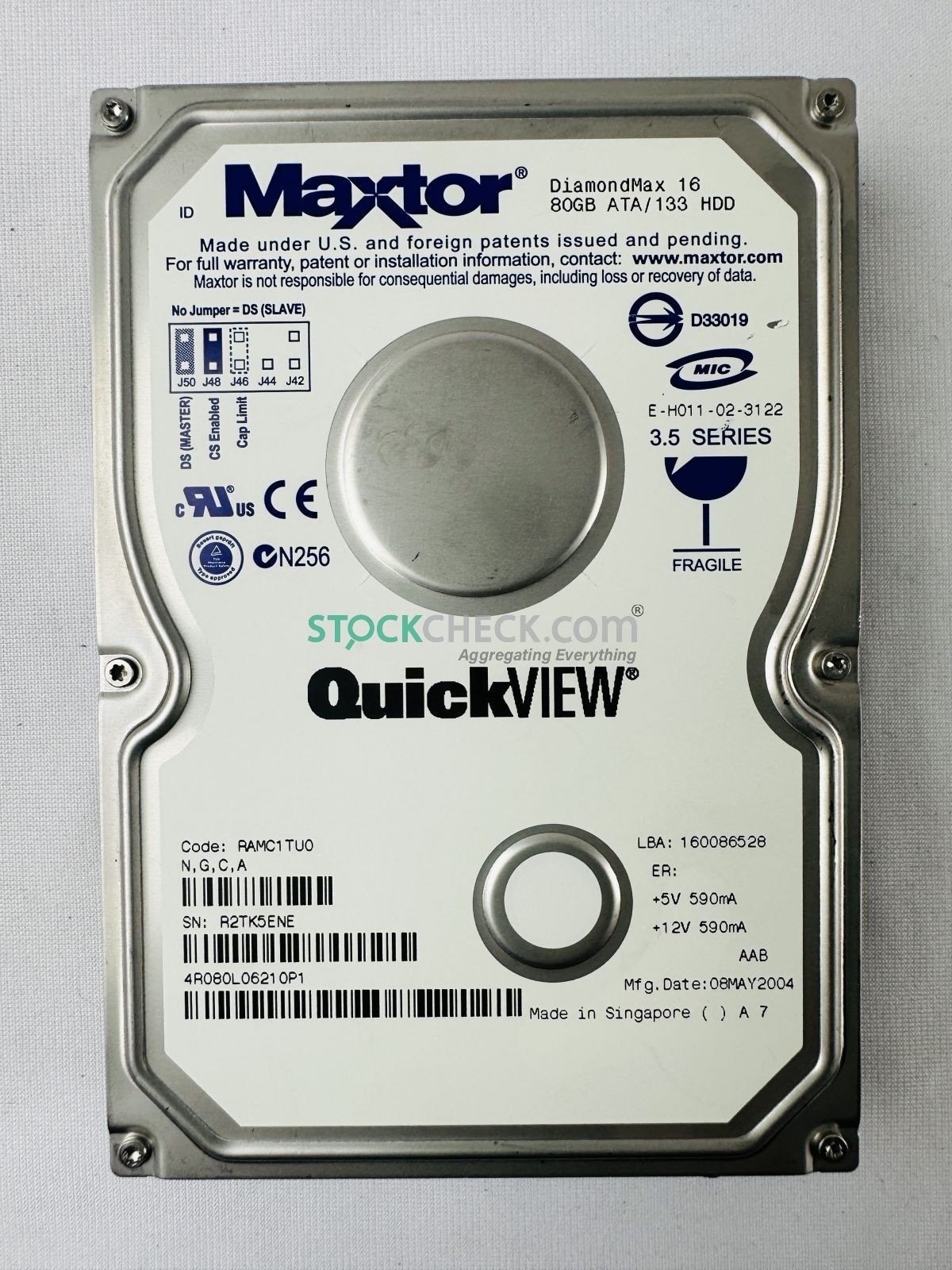 Maxtor RAMC1TU0 4R080L06210P1 Hard Disk Drive | DiamondMax 16 80GB ATA/133