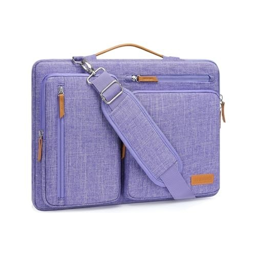 Laptop Shoulder Bag 15.6 Inch Purple Messenger Bag 4 Pockets