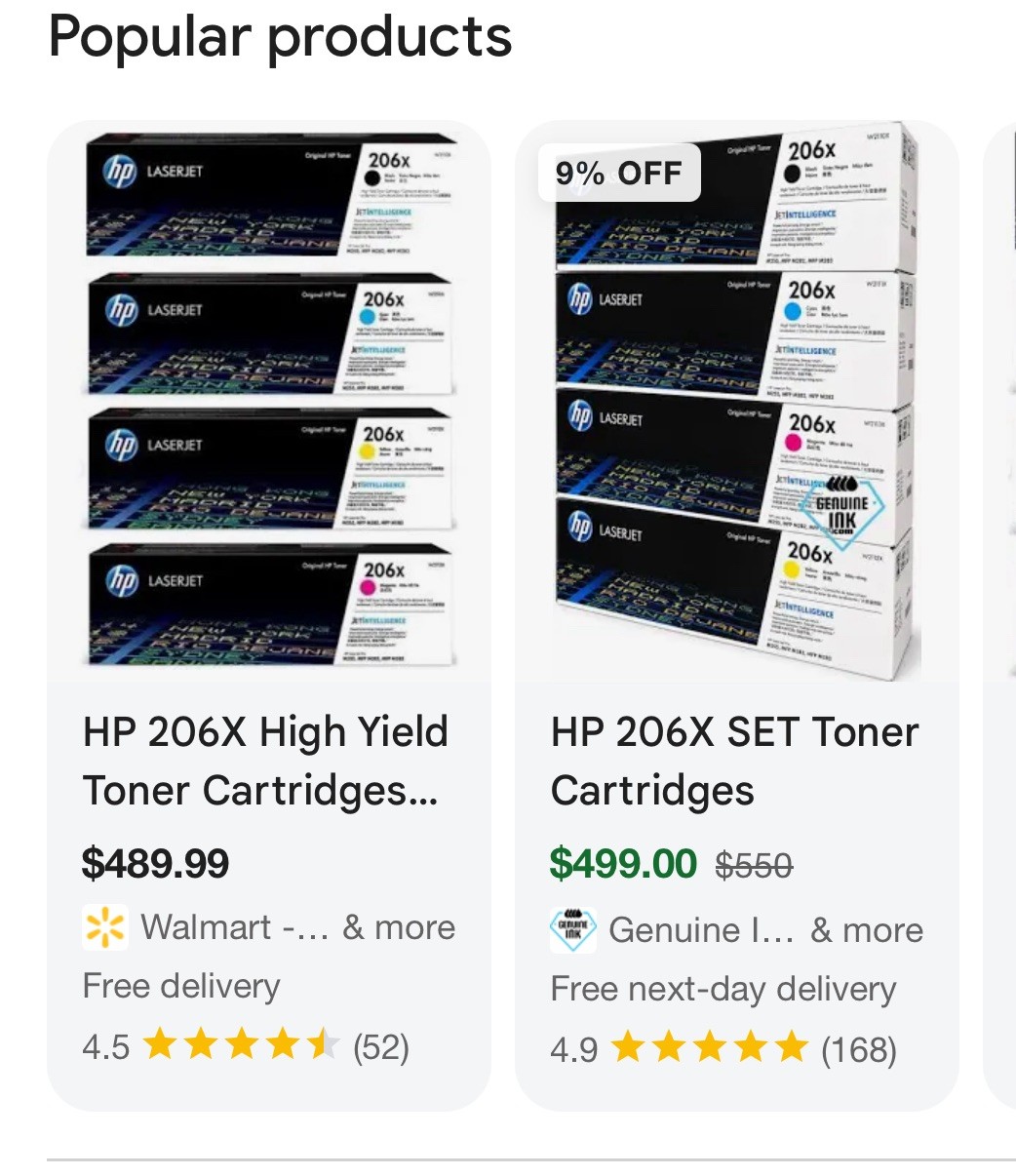 HP 206X Toner Cartridge - CMYK - High Yield – Sealed Box Ships Today