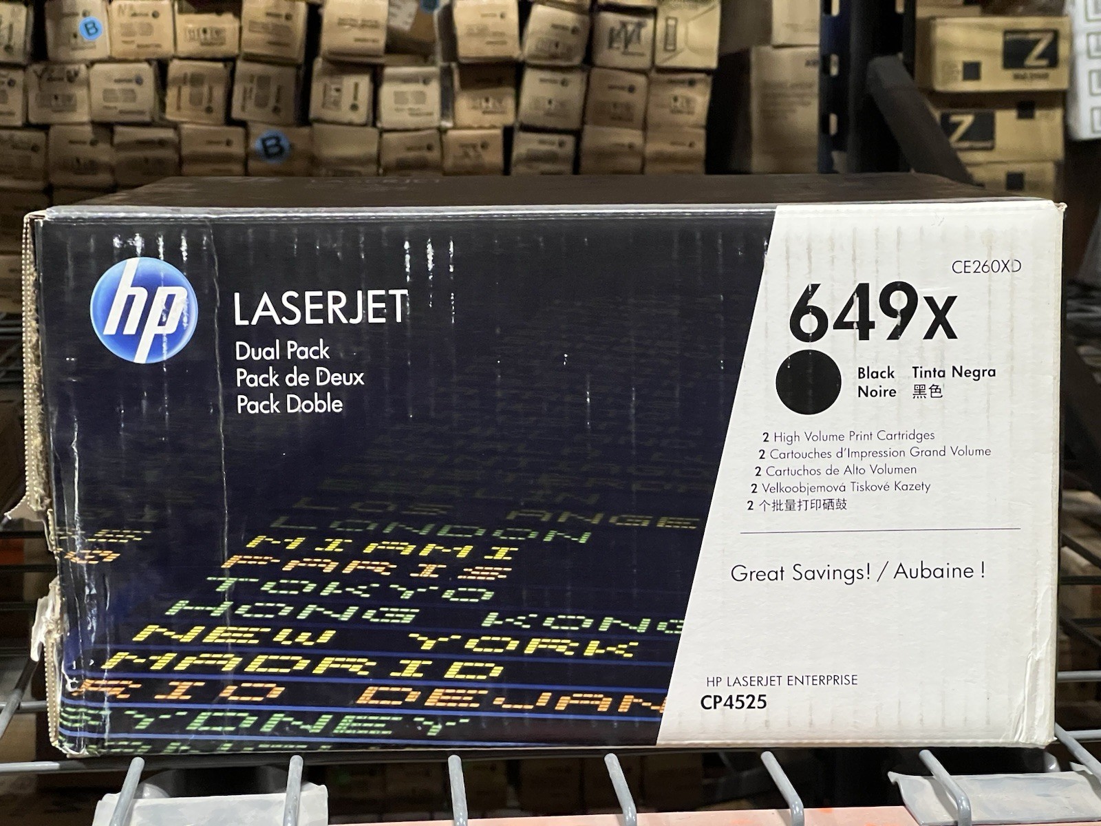 HP 649X | CE260XD 2-Pack | Original High-Yield Black Toner Cartridges-Worn Box