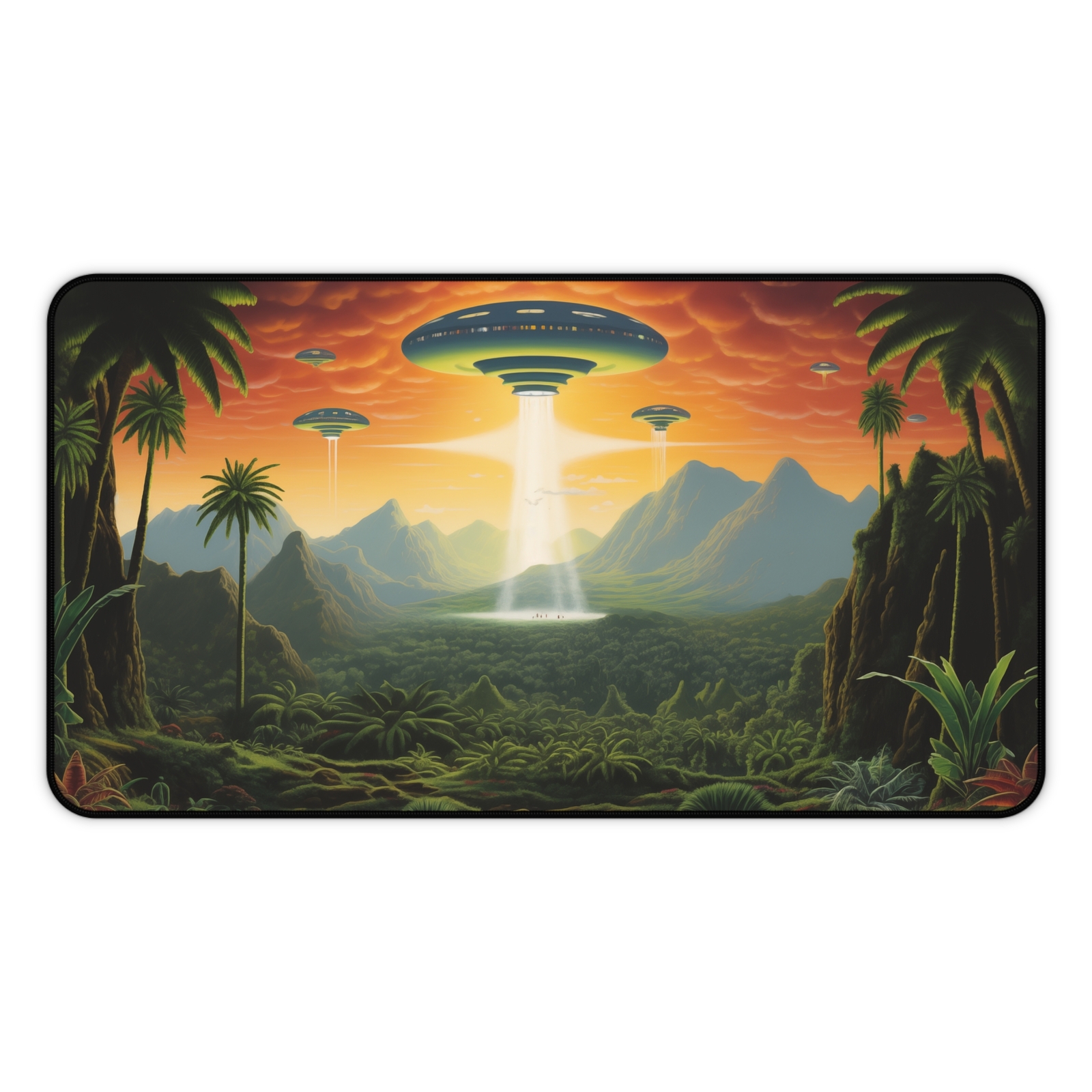 Tropical Mouse Pad, Alien Planet Desk Mat, Large XL Deskmat, Green Mouse Pad 