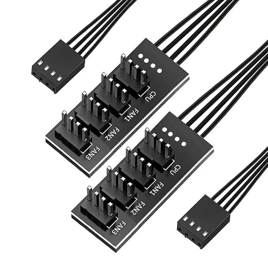 2pcs 4-Pin PWM Fan Hub, 4-pin Male for CPU Fan PC Fans Hub, Computer CPU/Case Fa