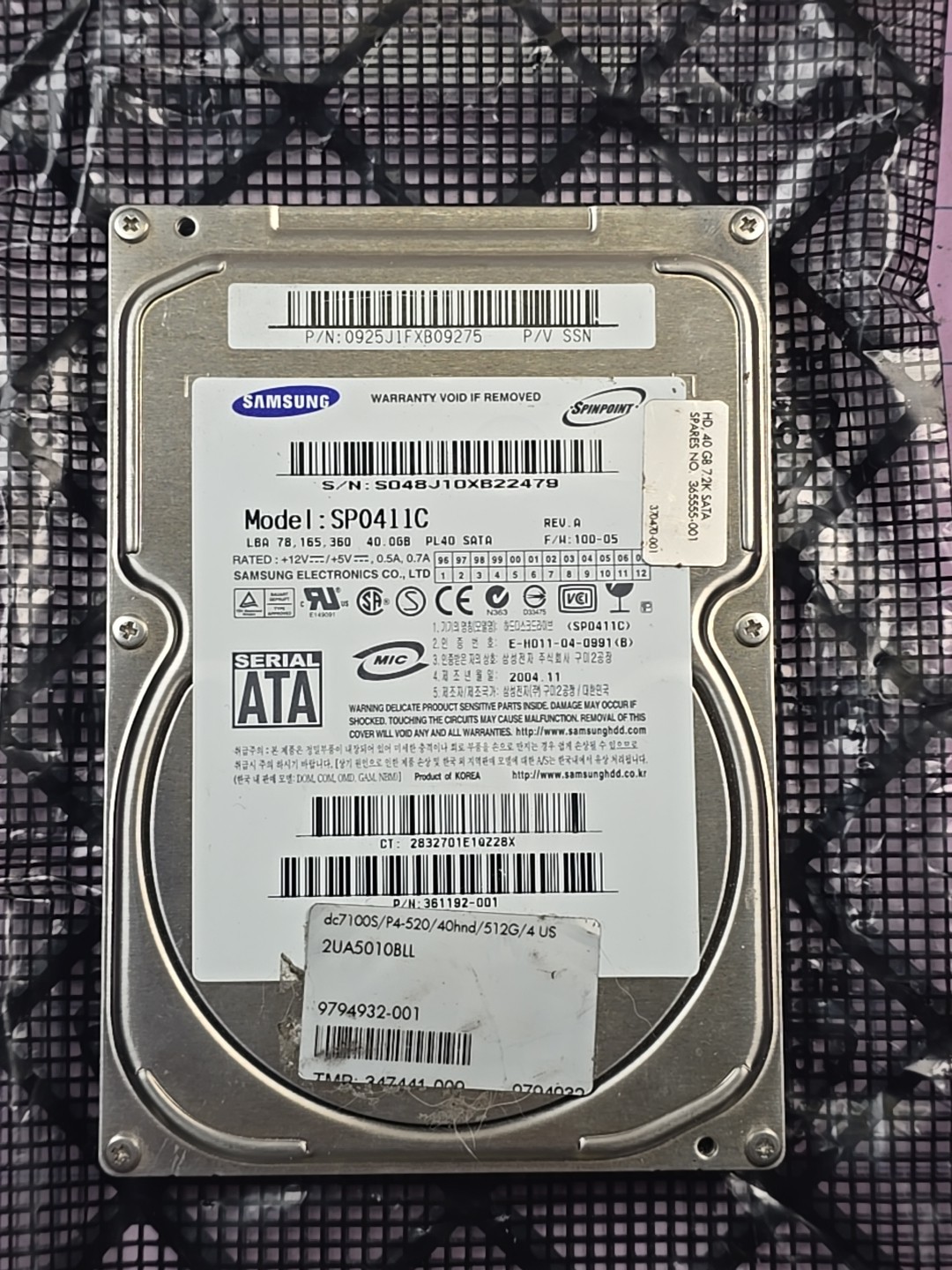 Samsung SP0411C 40GB 7200RPM SATA 3.5" Hard Drive