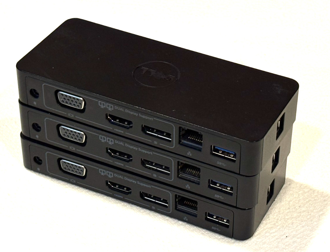 Lot of 3 DELL D1000 DUAL VIDEO USB 3.0 DOCKING STATION JCJWD - Dock only