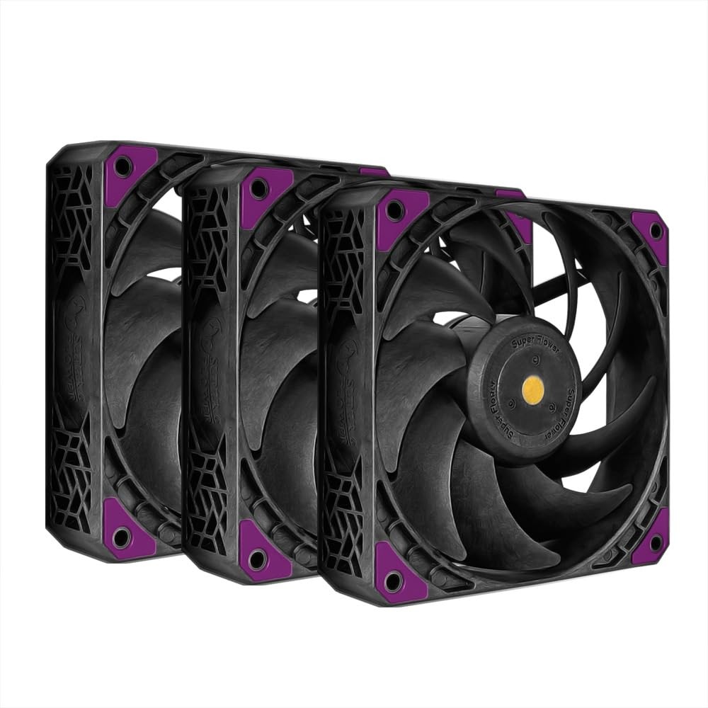 Super Flower Megacool 120Mm Fan Triple-Pack 12-Pole Motor Design Pwm Purple
