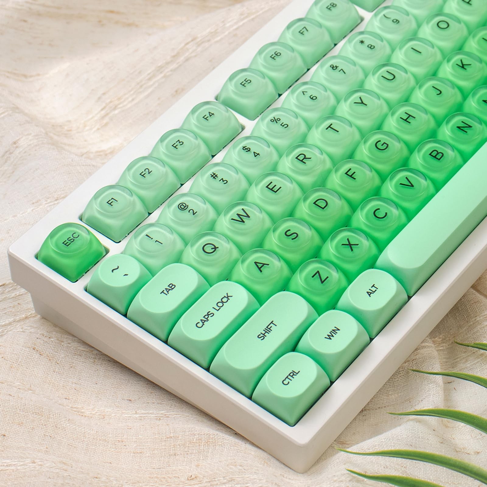 132 PCS PBT Jelly Green Keycaps MOA Profile Fits 61/64/87/104/108 MX Switches