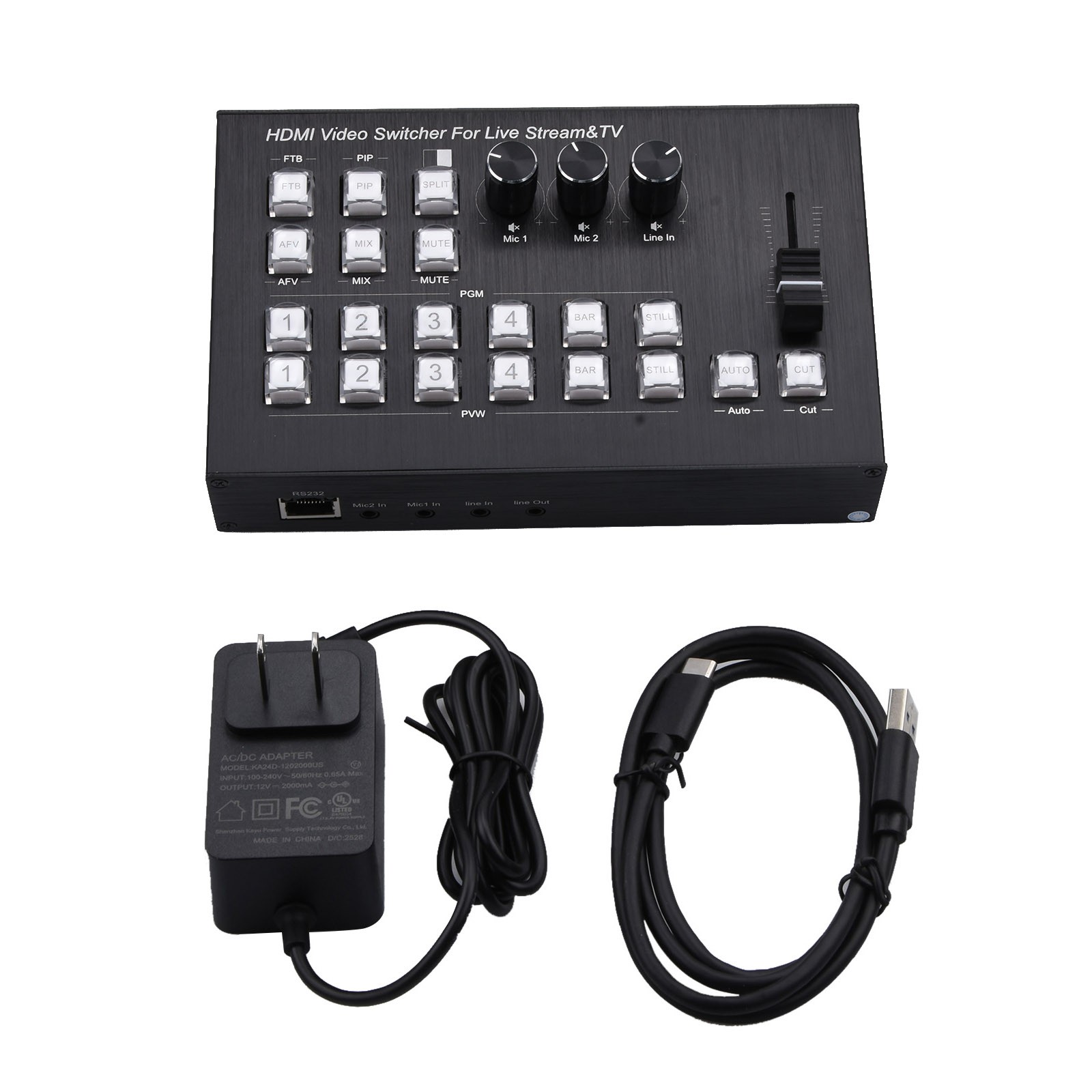 4K 4 CH HDMI Video Switcher Camera Live Streaming Station Video Record Capture