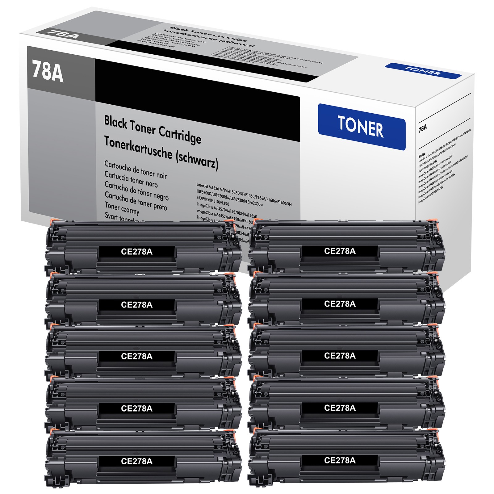 10 PCS 78A CE278A Toner Cartridge for HP LaserJet Pro M1536DNF MFP P1566 P1606DN