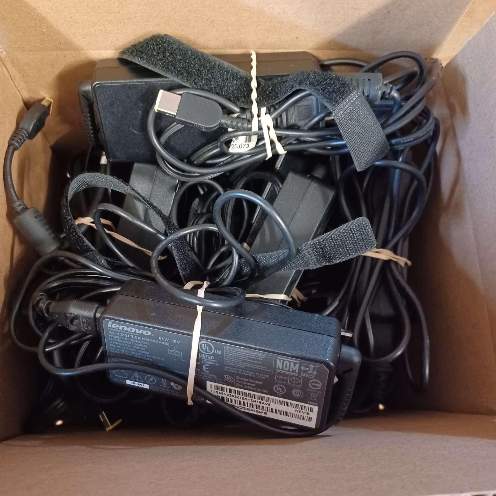Lot of 10 Lenovo 65w 20V 3.25A Slim Square Yellow Tip Power Adapter Supply