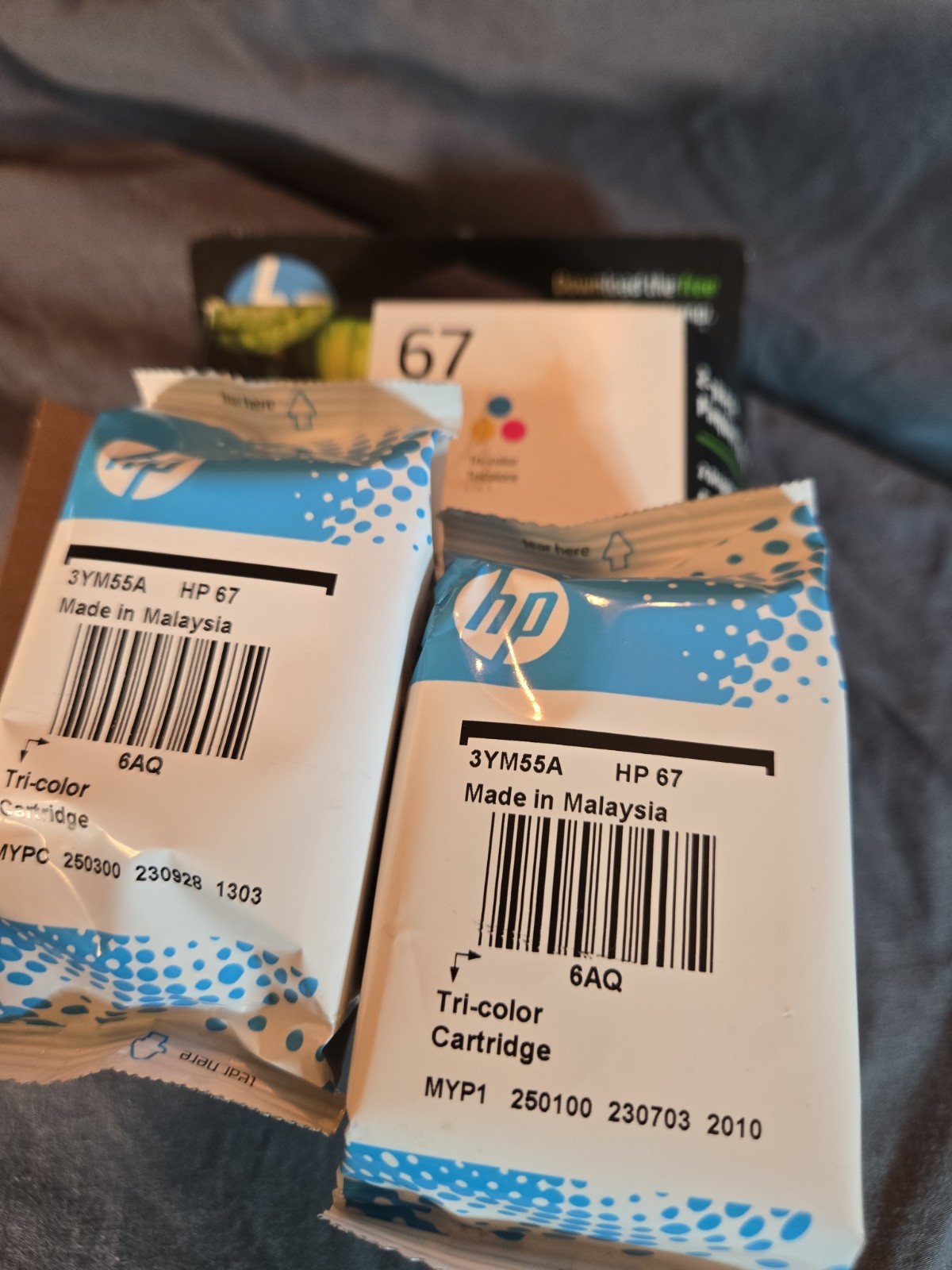 Genuine Lot of 2 Tri-Color ink Cartridges OEM Sealed packets Exp Sep & Jul 2025