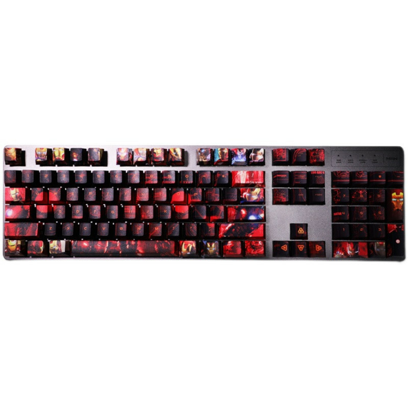 108 Keys Marvel Iron Man PBT Keycap Key Set for Mechanical Keyboard 