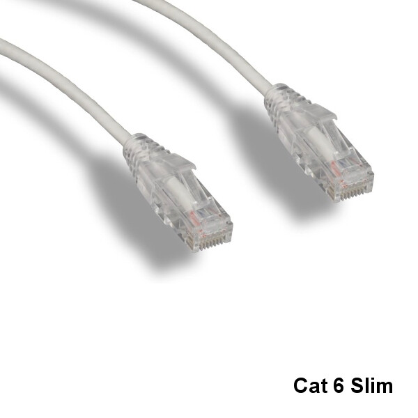 Kentek White 25ft Slim Cat6 UTP Ethernet Patch Cord OD 3.6MM 28AWG Clear Boot