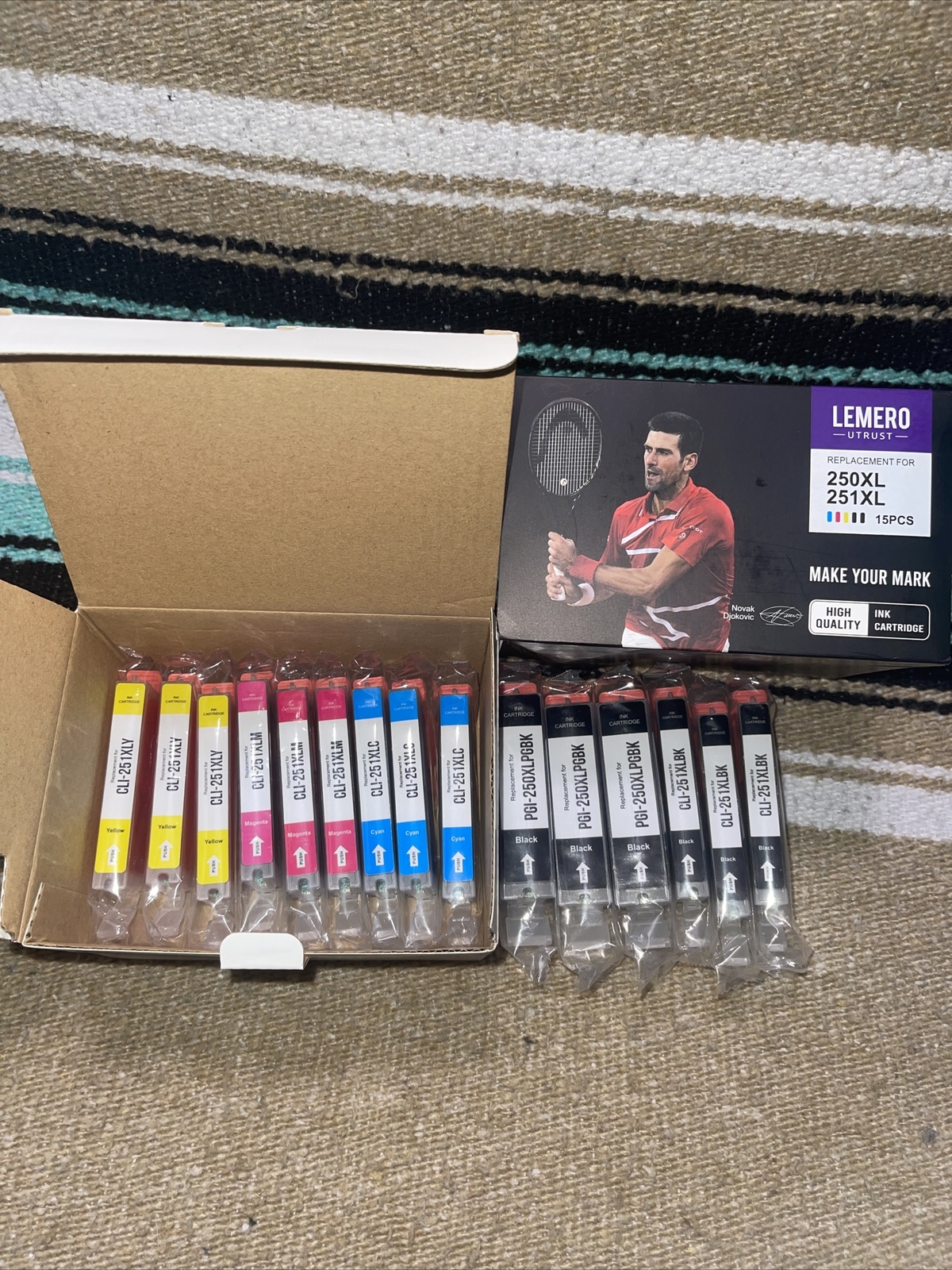 Lemero Utrust 250/251XL Tri Color & Black Cartridge 15 Pack NEW CANON PIXMA