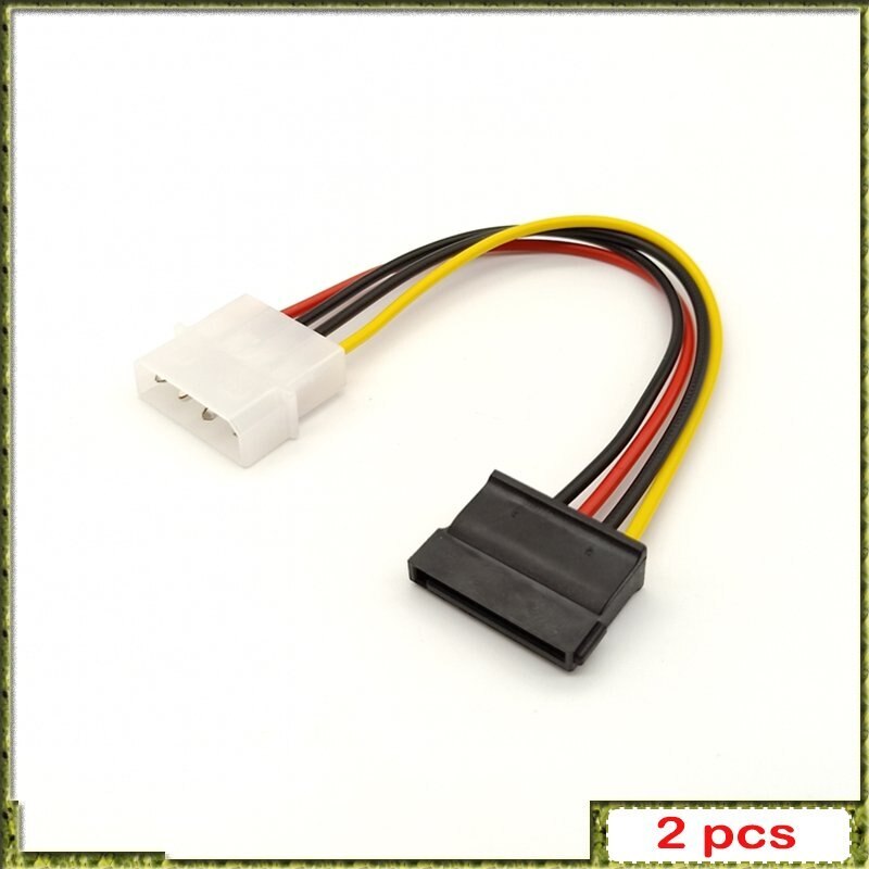 2pcs SATA Hard Drive Power Cable Port Adapter Cable Large 4Pin To 15Pin Sata