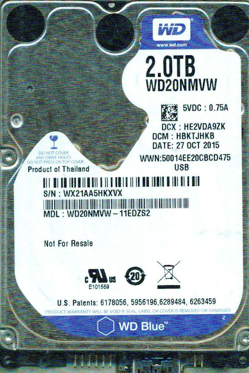 WD20NMVW-11EDZS2,  DCM: HBKTJHKB  WESTERN DIGITAL 2TB, USB 3.0  WX21 OCT 2015