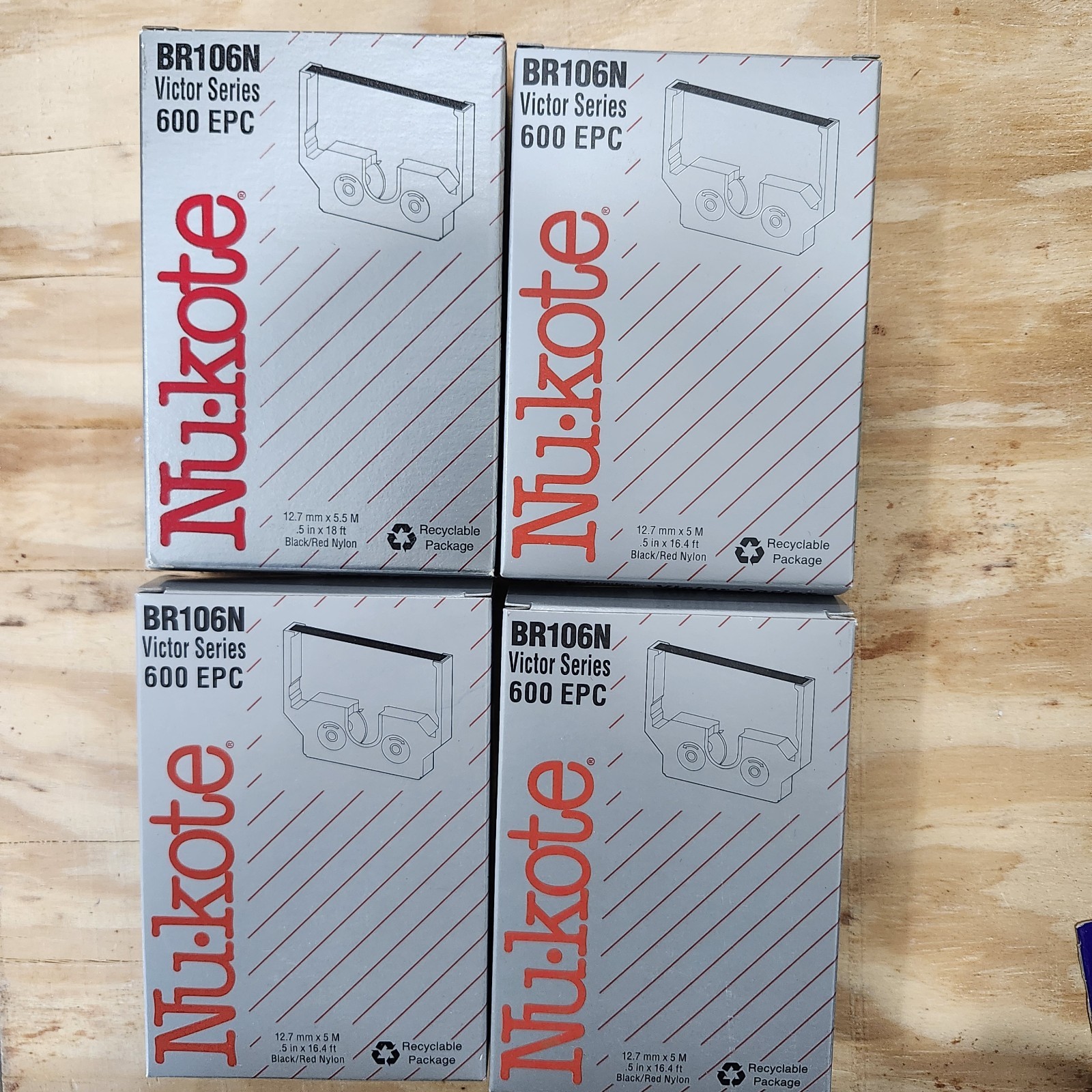 (x4) NUKOTE BR106N Victor Series 600 EPC Replacement Ribbon Black/Red Sealed