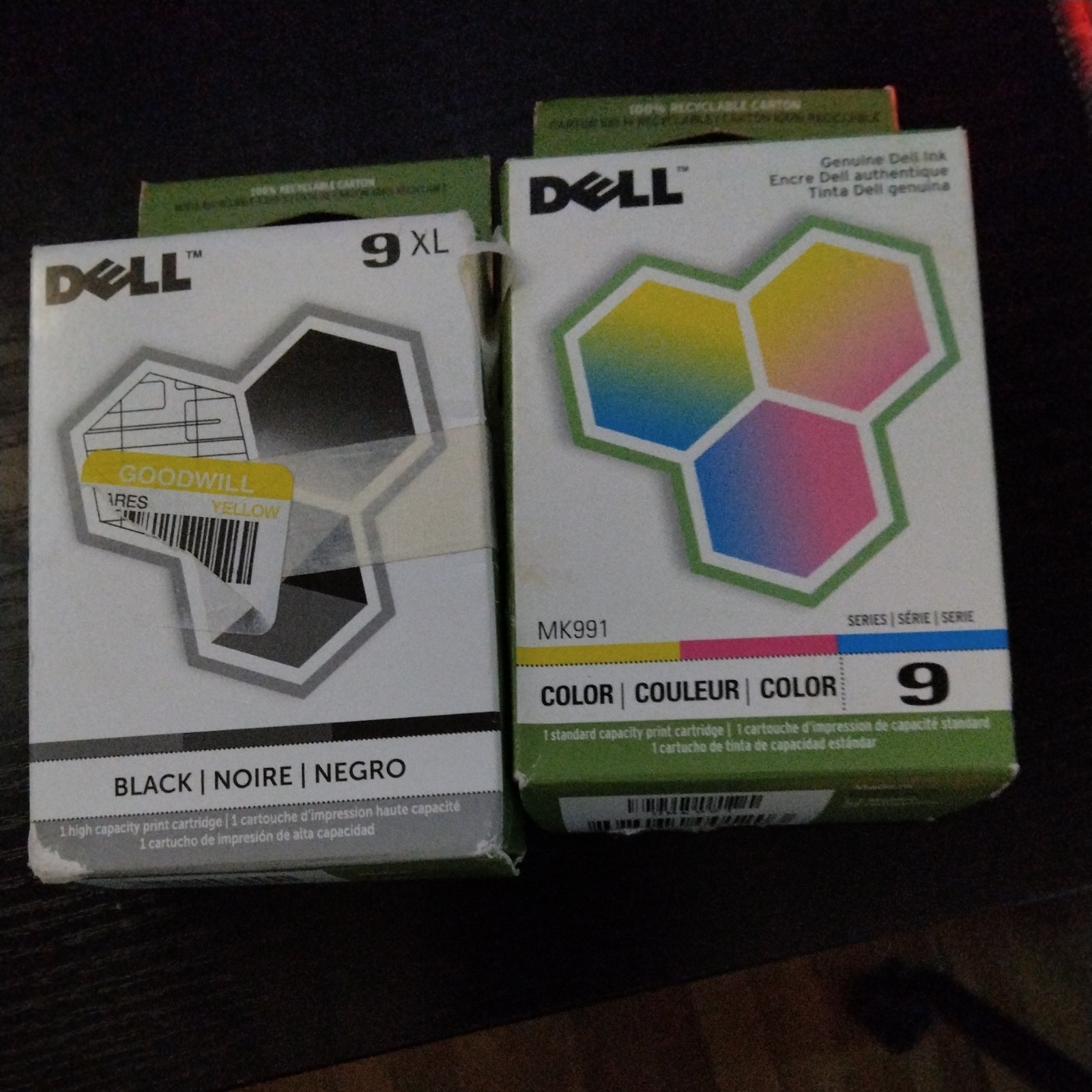 GENUINE DELL INK CARTRIDGES 9XL CLR, DELL 9 BLK