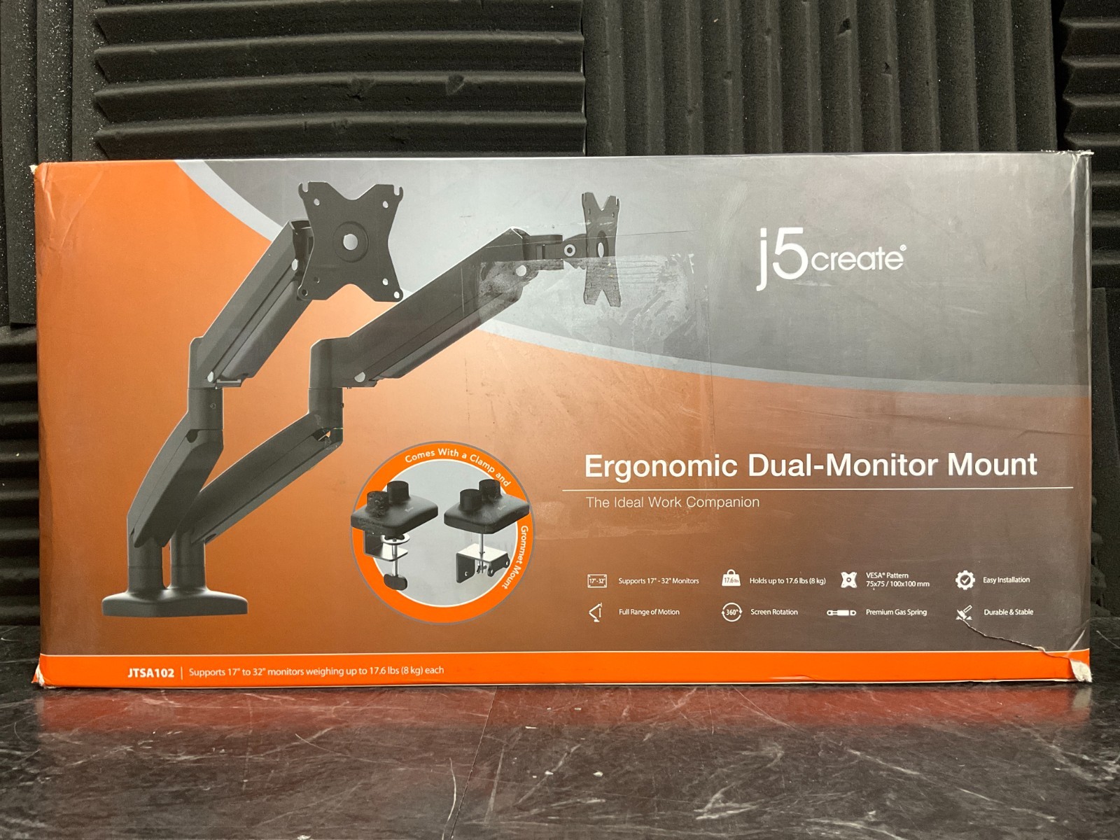 j5create Ergonomic Dual Monitor Mount JTSA102 🇺🇸✨🇺🇸✨ OPEN BOX READ