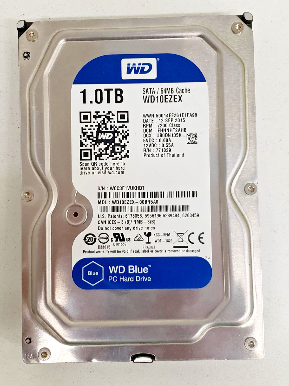 Western Digital WD10EZEX-00BN5A0 1TB 3.5" 7200RPM 64MB Cache SATA Hard Drive HDD