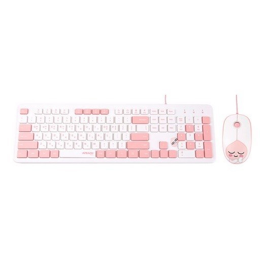Kakao Friends Wired Keyboard & Mouse Set Korean/English, Pink, Apeach