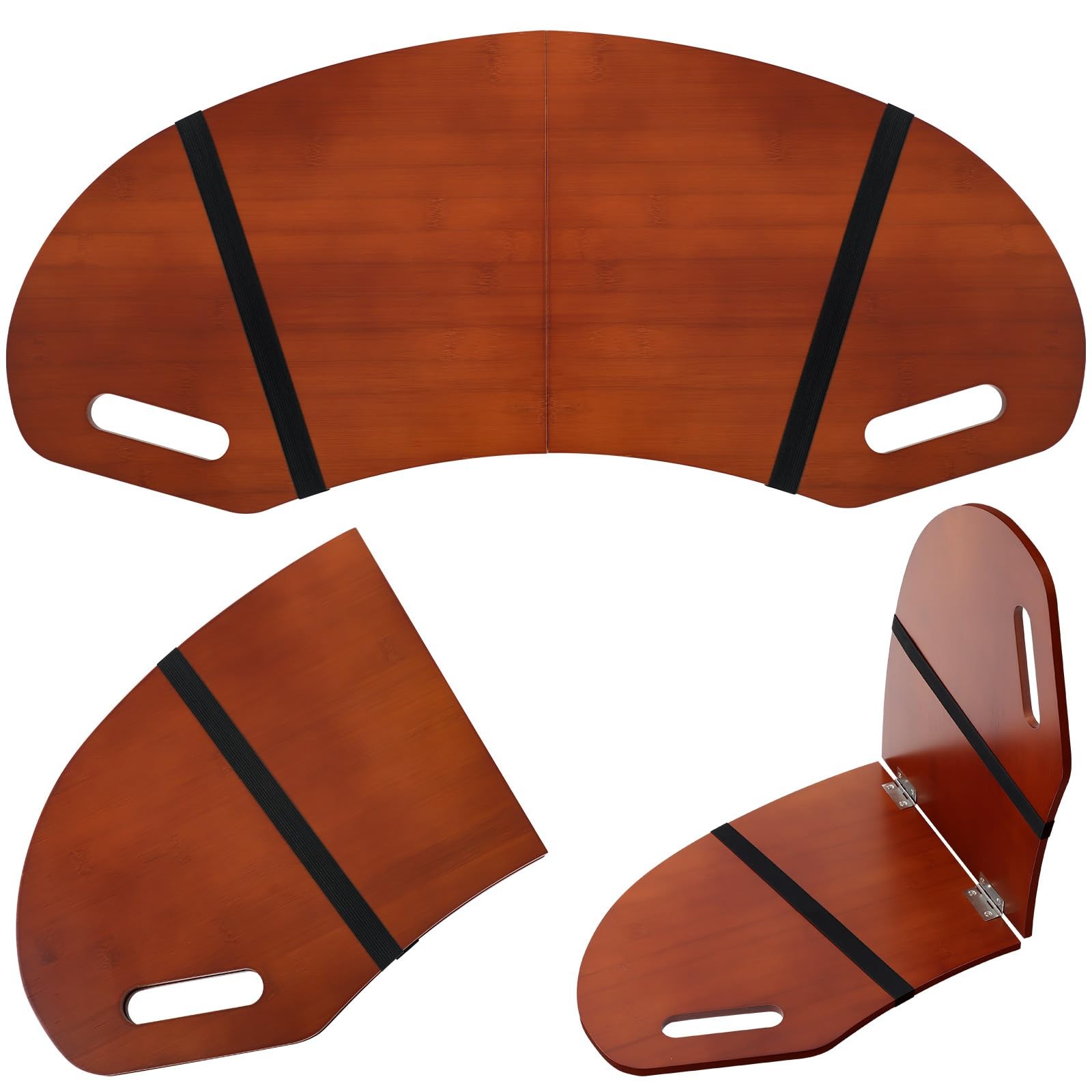30.5" Wood Curved Lap Desk Table Tray with Handles Wooden Foldable Desk Wood ...
