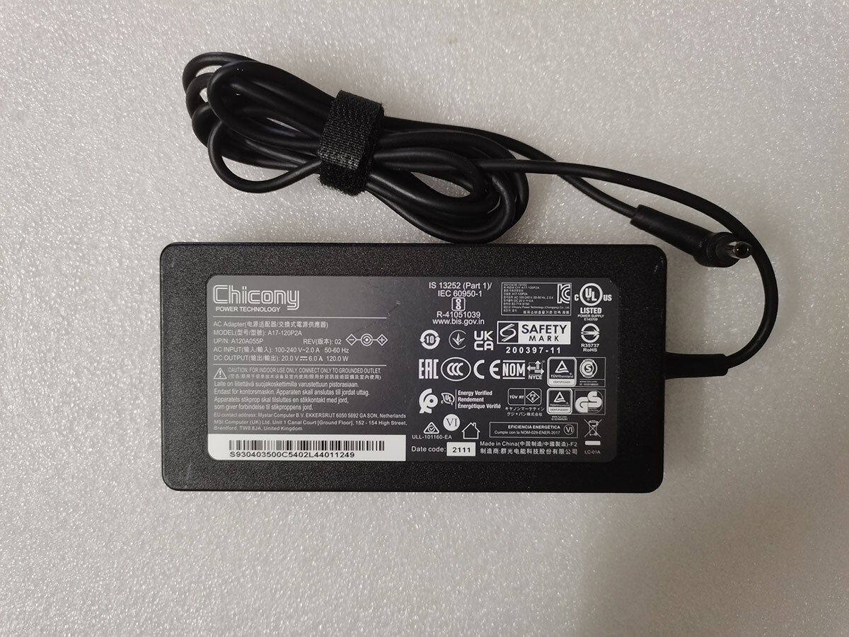 Genuine MSI GF63 Thin 10UC-439 Charger Cord Chicony 20V 6A 120W 4.5mm A17-120P2A