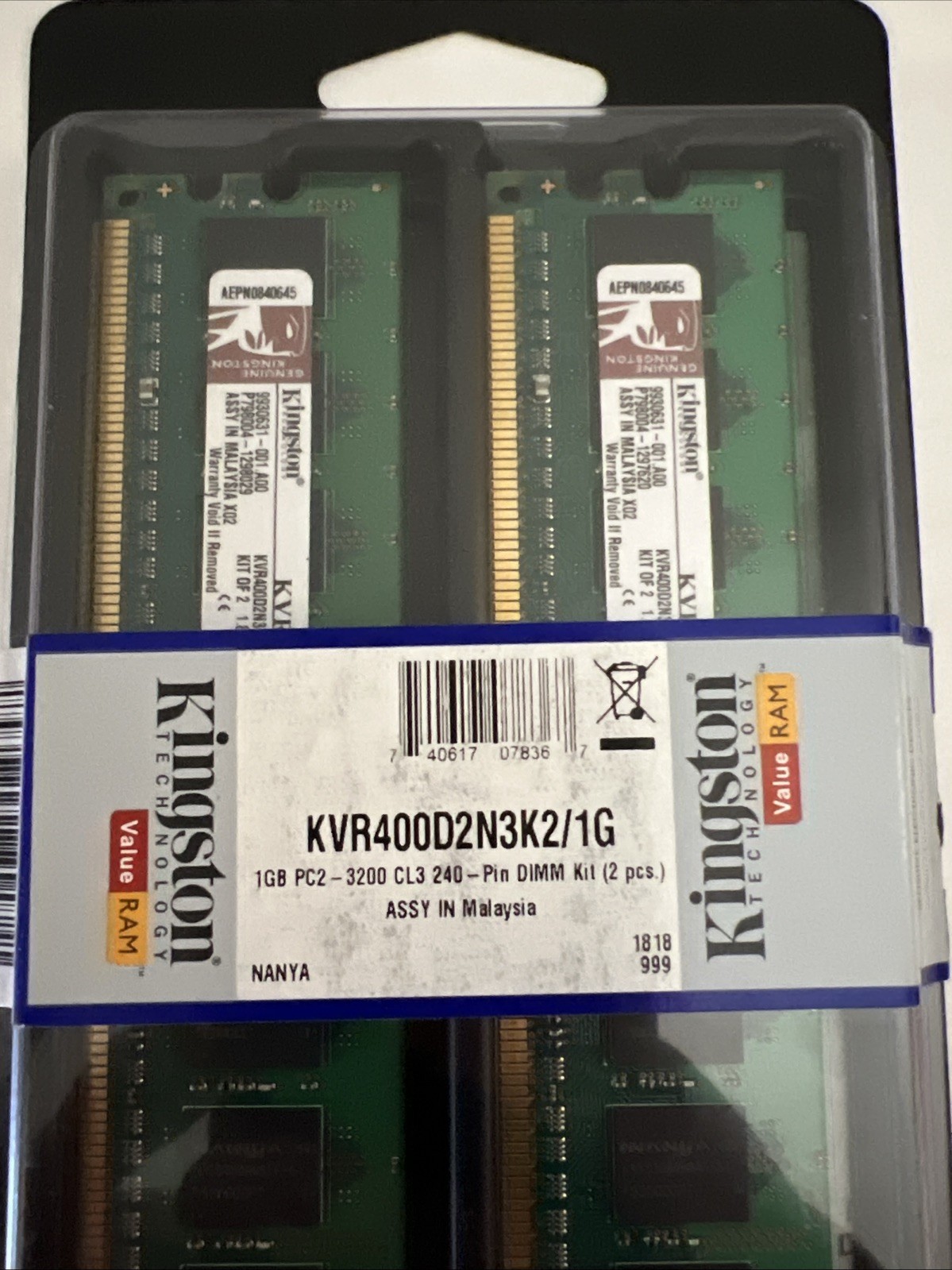 Kingston KVR400D2N3K2/1G 1GB DIMM RAM (Pair)
