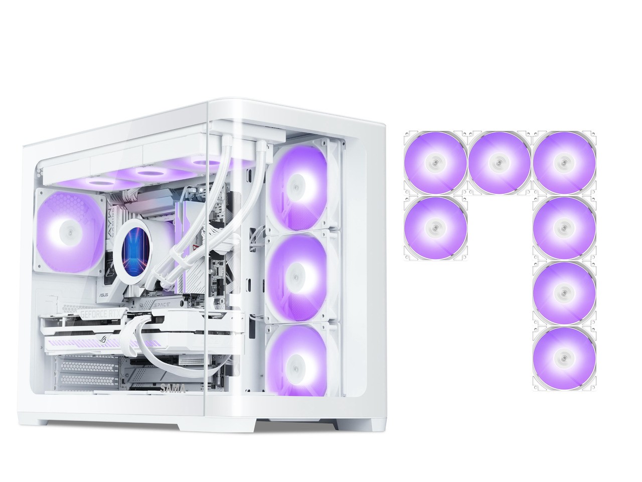SAMA V60 PC Case, Mid-Tower Computer Case, A Curved Tempered Glass, 7
