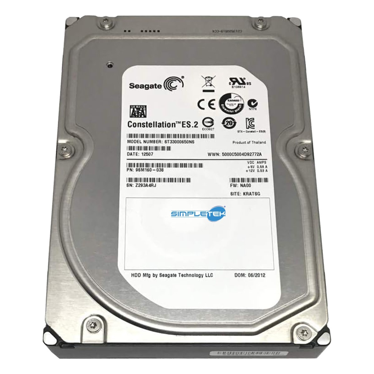 Seagate St33000650ns-20pk 3.5 3000 GB Serial Ata600 7200 Trs / Min _