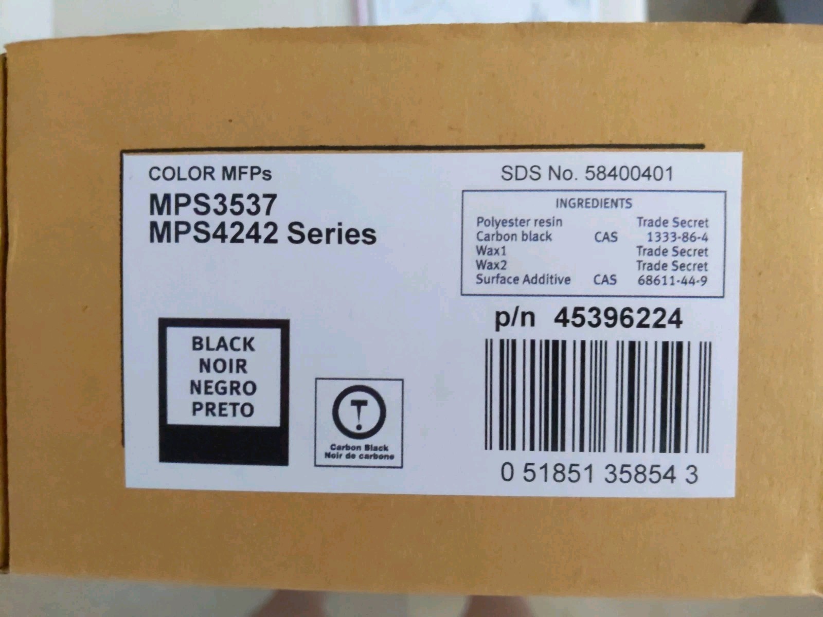 OKI Okidata  p/n 45396224 Black Toner, New, OEM  For: MPS3537, MPS4242 
