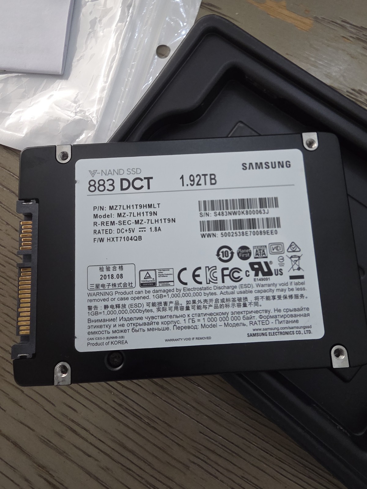 MZ-7LH1T9N SAMSUNG 1.92TB V-NAND 883 DCT SATA 6GBPS SSD