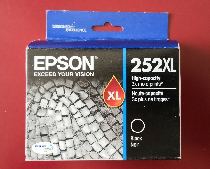 09-2021 NIB GENUINE Epson 252XL Black Ink Cartridge WF 3620 3640 7110 7610 7620