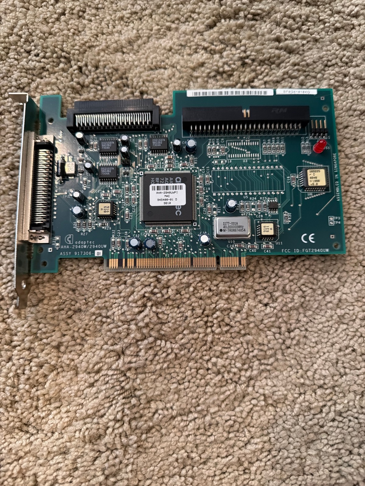 Adaptec AHA-2940UW PCI Ultra Wide SCSI Controller Card MAC - Tested Working