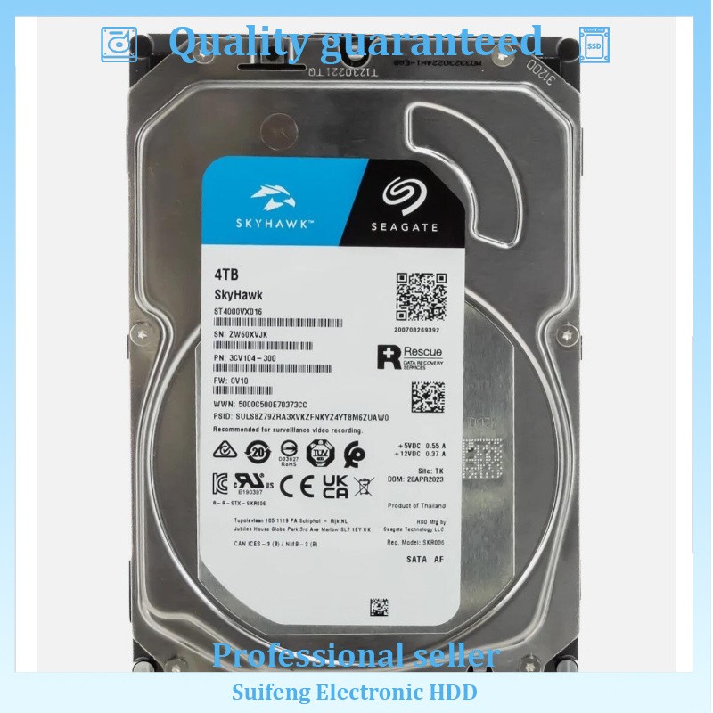Seagate SkyHawk ST4000VX016 256MB 4TB Cache 3.5" SATA Internal Hard Drive 6Gb/s