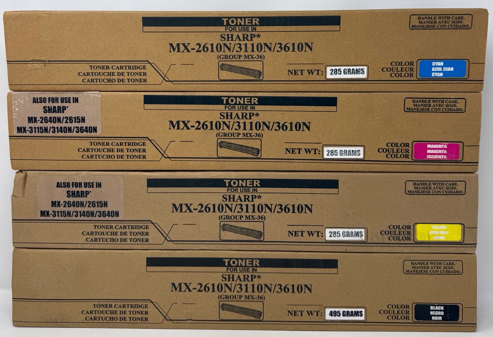 4-Pack Compatible MX-36 Toner Set CMYK Sharp MX-2610N 3110N 3610N 3640N