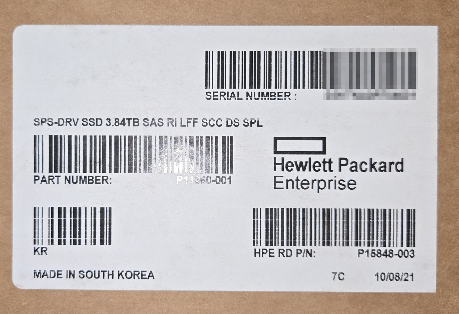NEW HPE 3.84TB 12G SAS RI LFF SCC DS SSD P11360-001