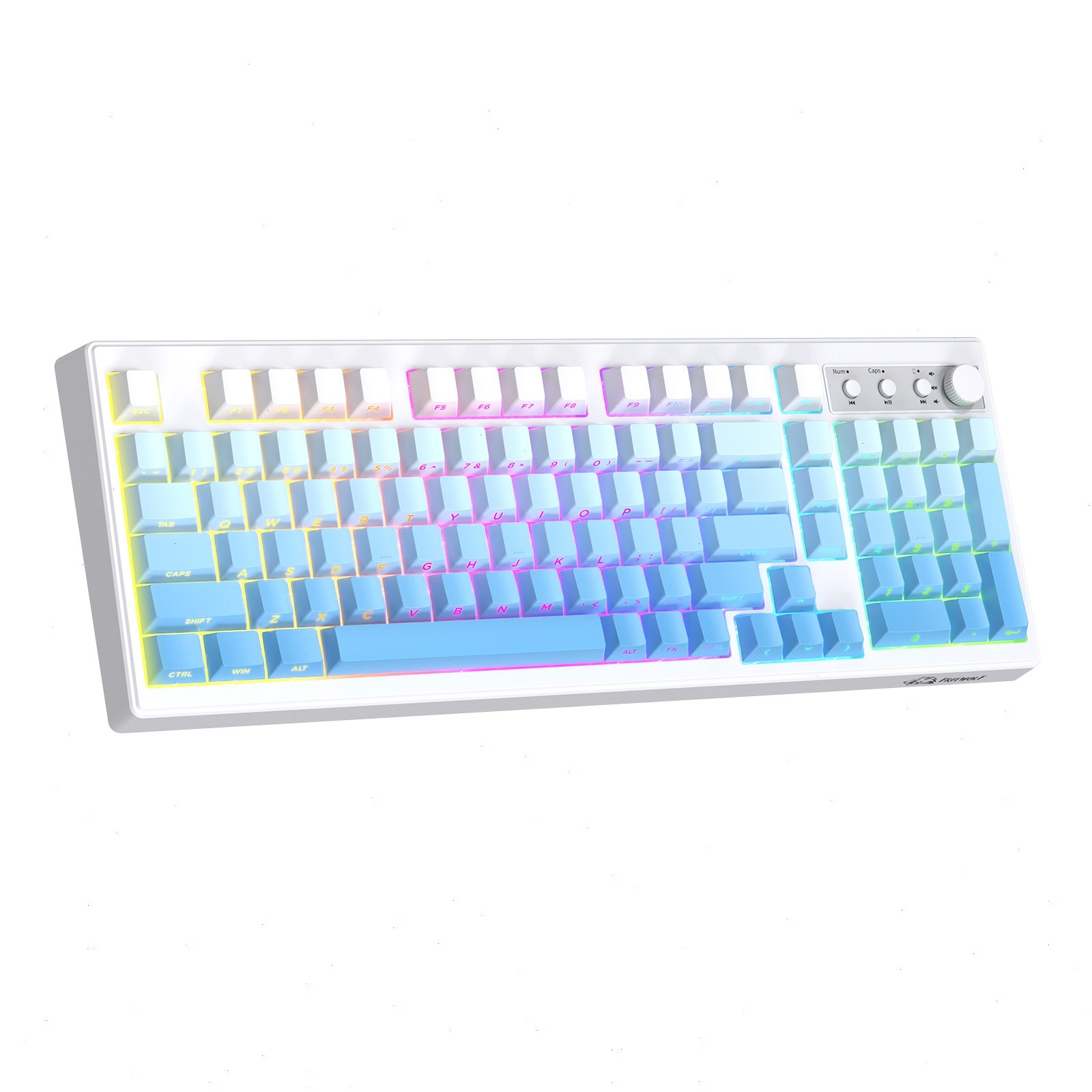 ZIYOULANG K100 Tri-Mode Wireless Gaming Keyboard 99Keys Membrane RGB Knob For PC