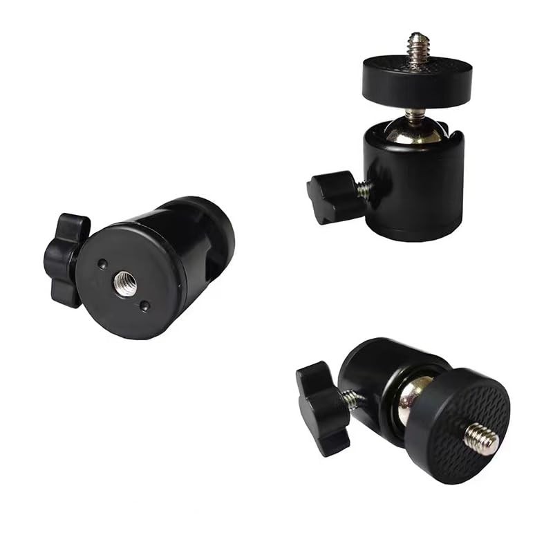 ThtRht 3 Pack Mini Ball Head 1/4'' Screw Swivel Tripod Mount 360 Black 