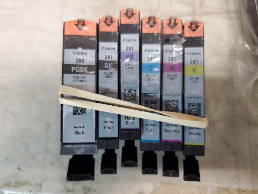 Set of 6 Genuine Sealed Sleeve Canon 280 Black & & 281 Inkjet Cartridges