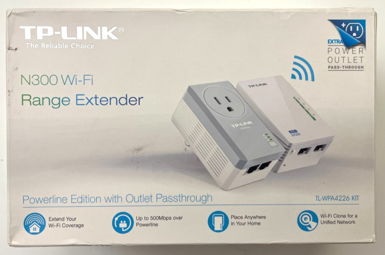 TP-LINK N300 WI-FI RANGE EXTENDER POWERLINE EDITION TL-WPA4226 KIT