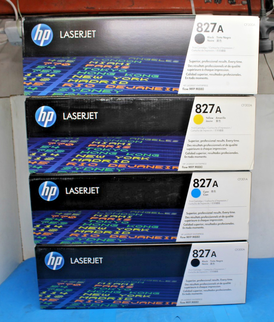 LOT-4 Genuine HP 827A 2xCF300A-B 1xCF301A-C 1xCF302A-Y Laser Toner M880 NEW T9C5